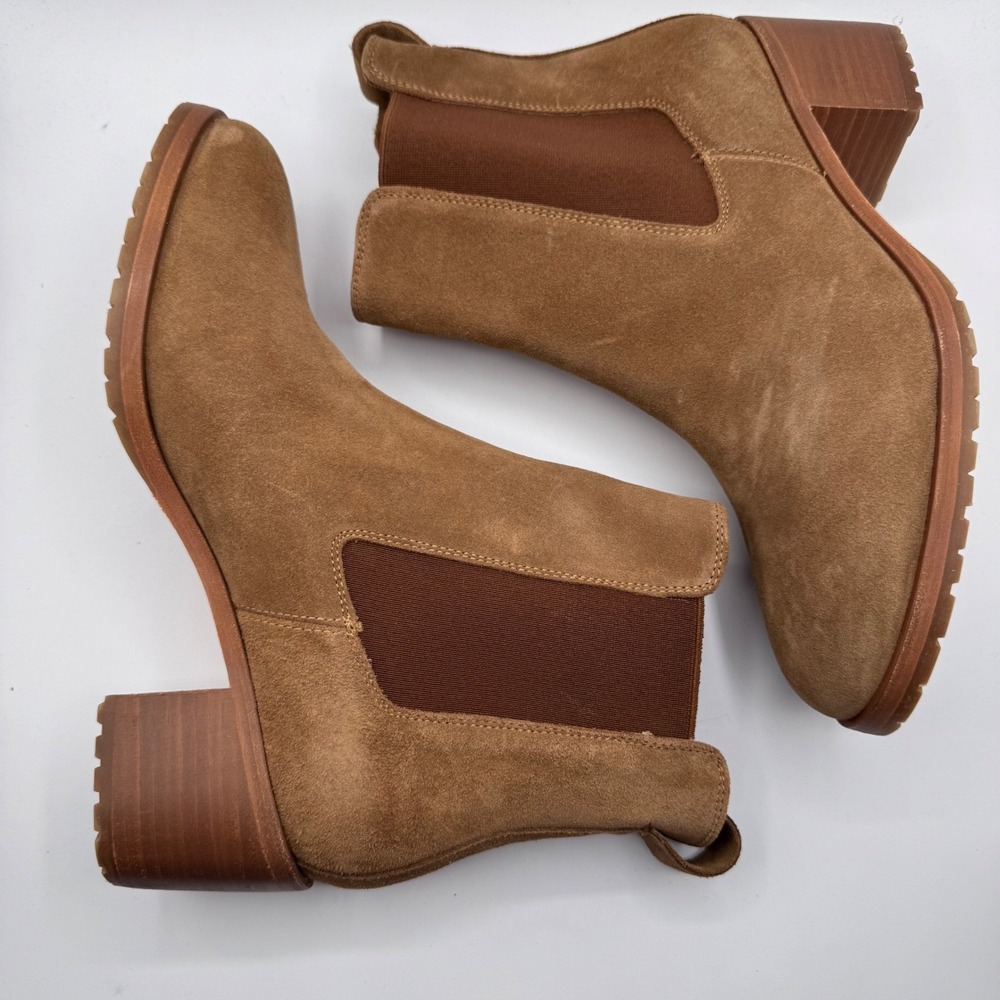Nisolo Ana To-Go Heeled Chelsea Suede Brown Block Leather Ankle‎ Boots Women's 6 - Picture 4 of 10
